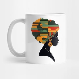 Afro Woman Silhouette, African Pattern Mug